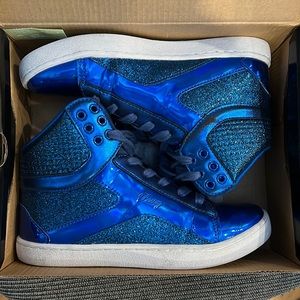 Pastry blue sparkle hip hop tennis shoe